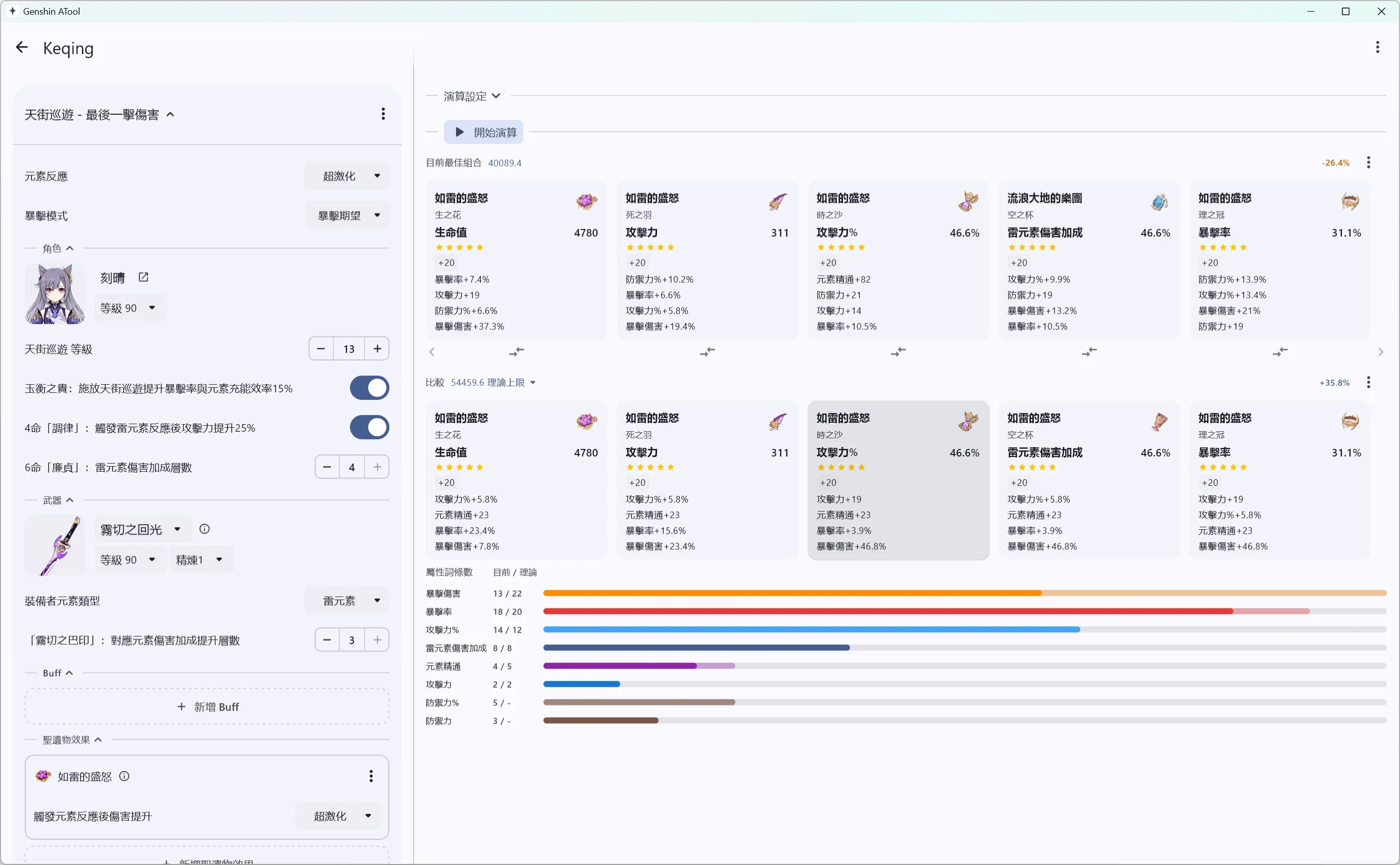 一個原神配裝最佳化工具 Preview